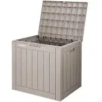 VEVOR Deck Box, 31 Gallon Outdoor Storage Box, 22.1" x 17.1" x 20.9", Waterproof PP Deckbox with Aluminum Alloy Padlock, for Patio Furniture, Pool Toys, Garden Tools, Outdoor Cushions, Gray