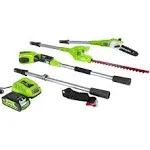 Greenworks 40V 8-Inch Cordless Pole Saw with Hedge Trimmer, Ah Battery.