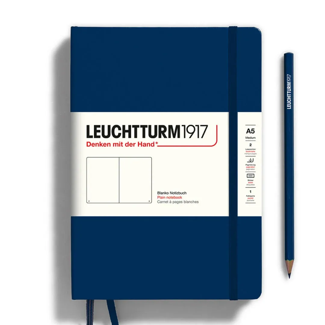 Leuchtturm1917 A5 Medium Hardcover Plain Notebook - Navy