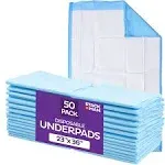 Stack Man Chucks Pads Disposable [50-Pack] Underpads 23x36 Incontinence Chux Pads Absorbent Fluff Protective Bed Pads, Pee Pads for Babies, Kids,