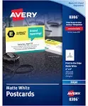 Avery Postcards Inkjet 4 x 6 2 Cards/Sheet White 100 Cards/Box