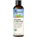 Sky Organics Organic Castor Oil, 100% Pure, Hexane Free, Cold-Pressed to Support Stronger, Fuller-Looking Hair, Eyelashes & Eyebrows,Good for Castor Packs, Navel Oiling, Carrier Oil Use, 16 fl oz