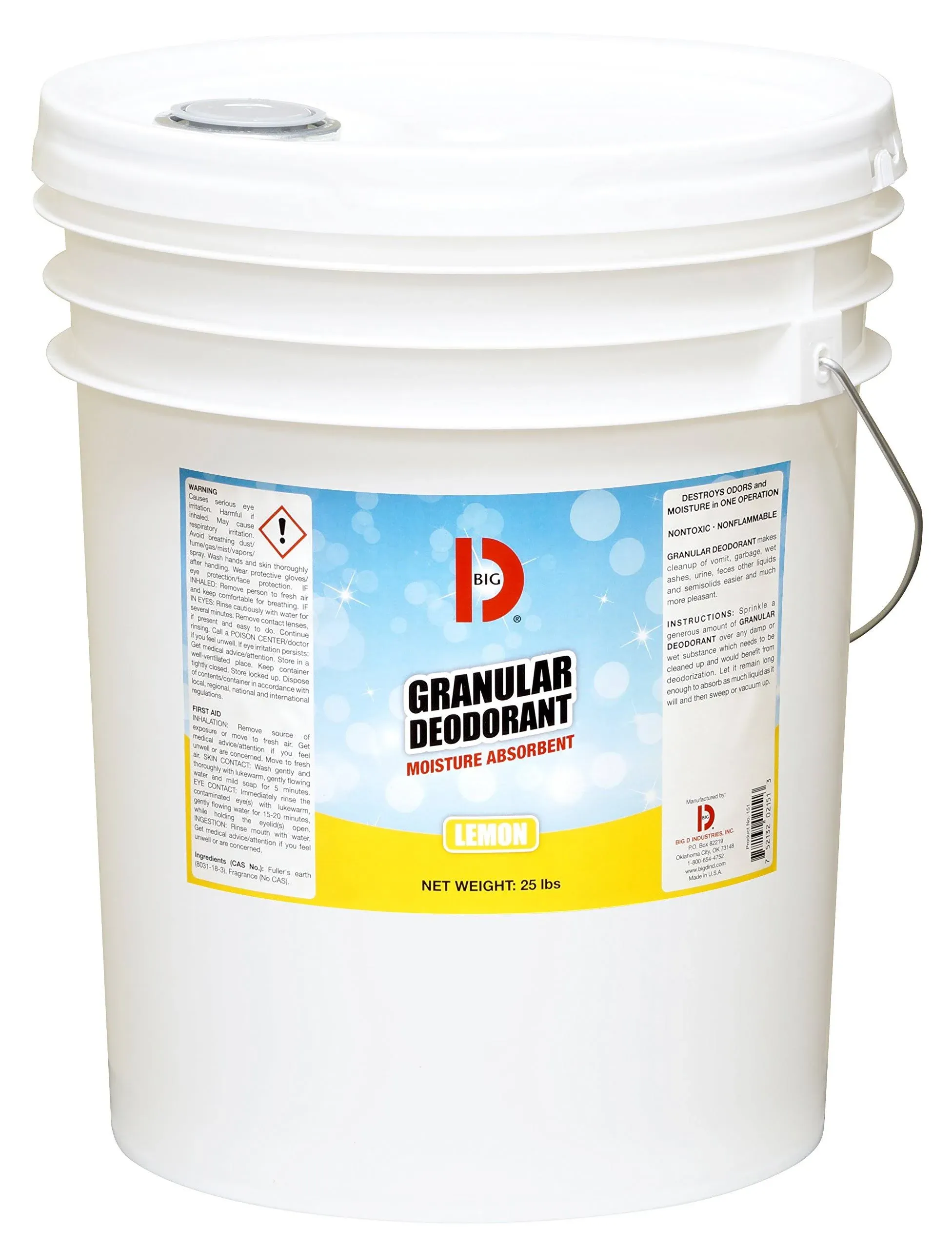 Big D 151 Granular Deodorant Moisture Absorbent Lemon Fragrance 25 lb Container