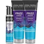 John Frieda Frizz Ease Dream Curls Shampoo and Conditioner Set + Cream Oil, Hydrates and Defines Curly, Wavy Hair, Helps Control Frizz, SLS/SLES Sulfate Free, 8.45 fl oz Set + 3.45 fl oz Hair Oil