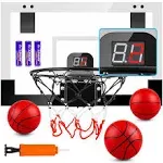 Indoor Basketball Hoop Boys Gifts for Teens and Adults Door Room Basketball Hoop Mini Hoop with Electronic Scoreboard, 3 Balls and Batteries Basketball Toys for 8 9 10 11 12