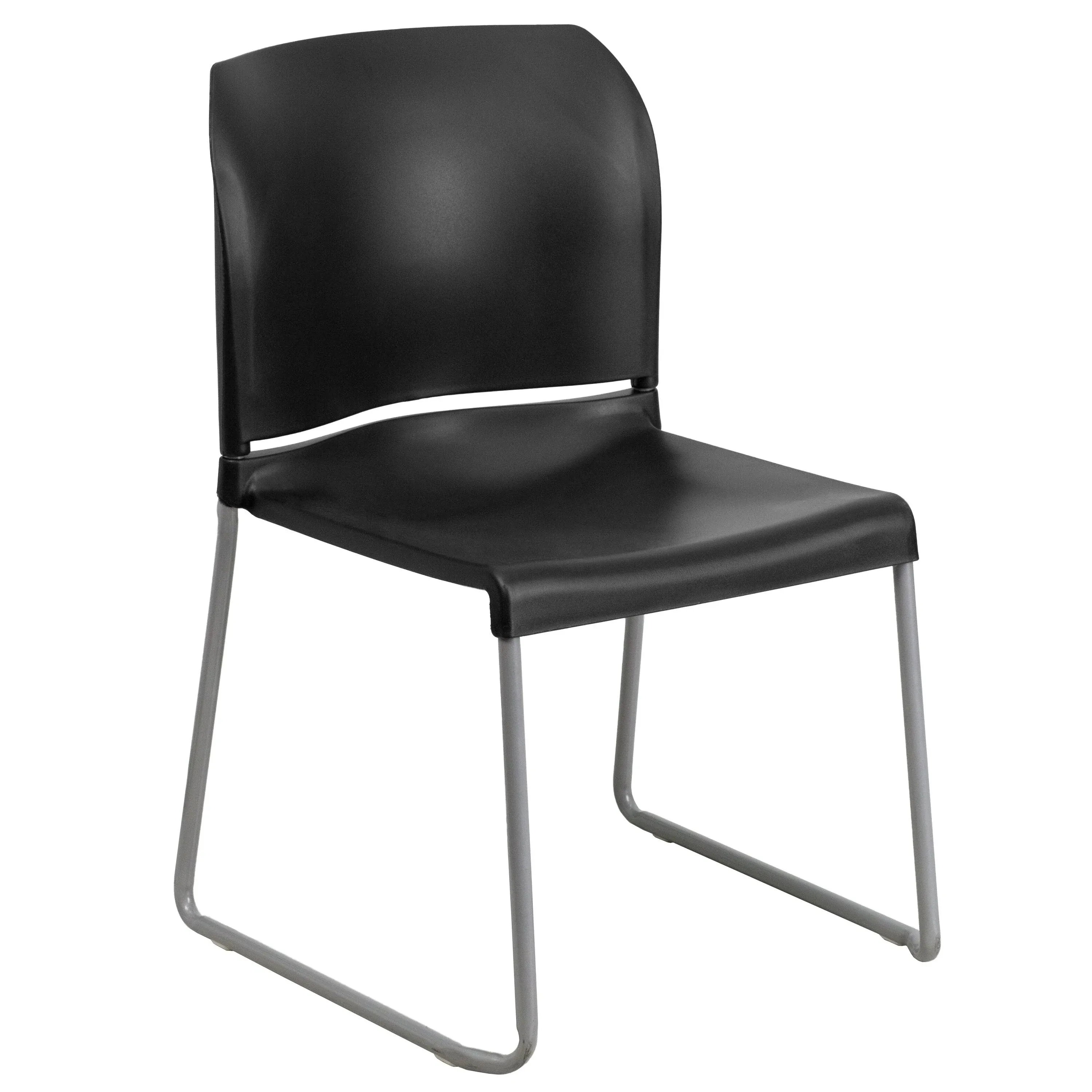 Flash Furniture Stack Chair with Sled Base: Hercules Series, Black, Full Back, Contoured, 880 lb Capacity