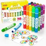 Shuttle Art Dot Markers, 10 Colors Bingo Daubers with Dot Coloring Book for Toddler Art Activities, Non-Toxic Washable Coloring Markers for Preschool Kids Learning Educational Supplies