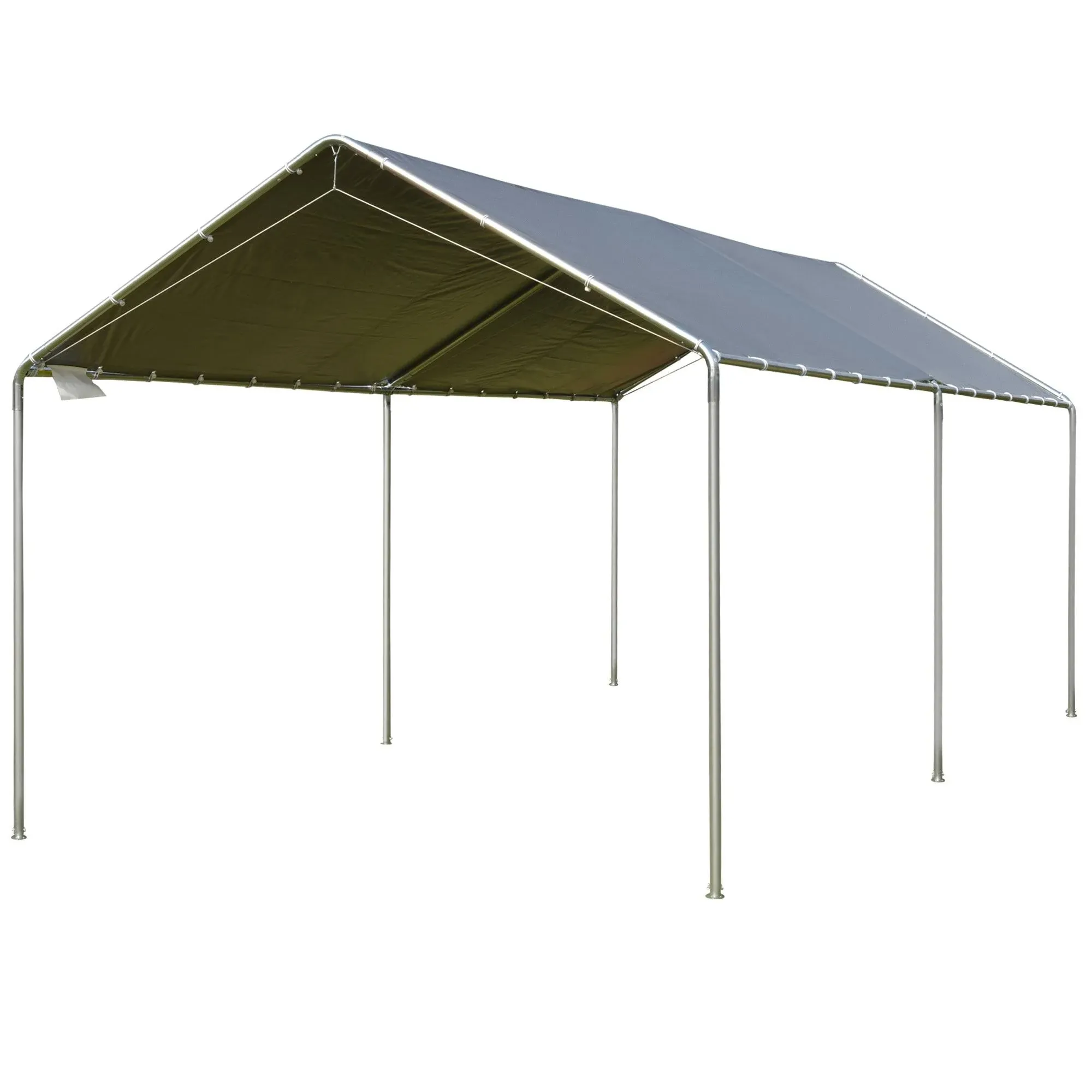 Outsunny 10'x20' Carport Heavy Duty Galvanized Car Canopy with Included Anchor Kit, 3 Reinforced Steel Cables, Grey