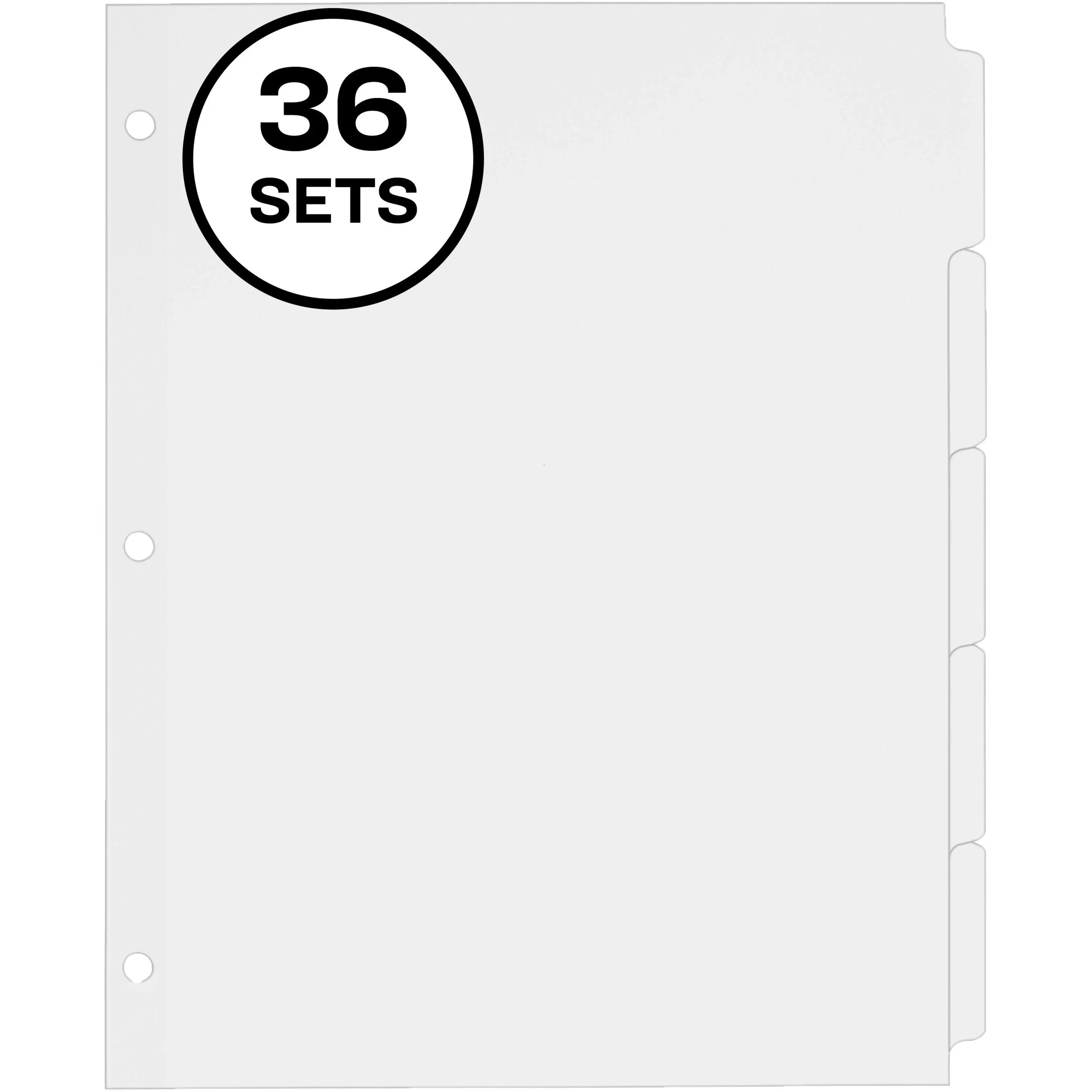 Avery AVE11506 Write-On Plain-Tab Dividers, 5-Tab, Letter, 36 Sets, White