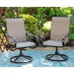 Phi Villa Dining Chair All-Weather Swivel Textilene Metal Outdoor Black (2-Pack)