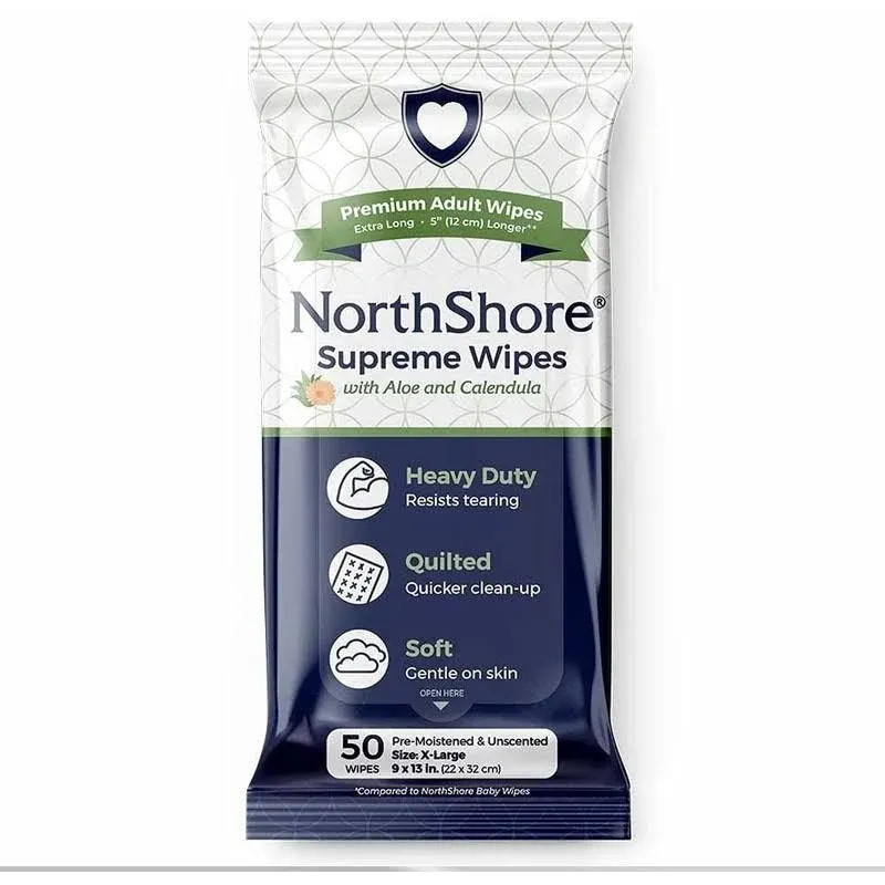 Northshore Supreme Quilted Wipes, X-Large, pack/50