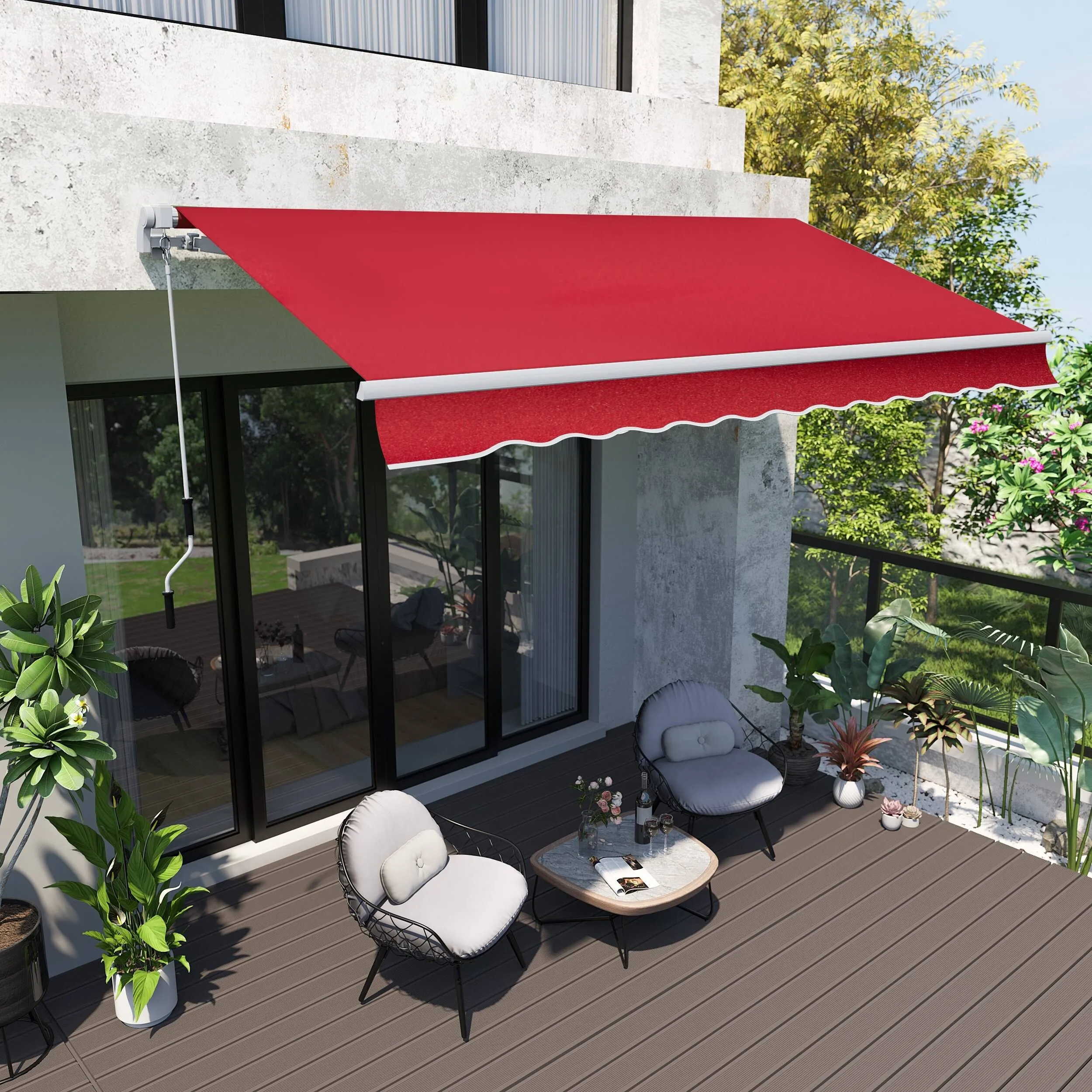 Outsunny 12&#039; x 10&#039; Retractable Awning Patio Awnings Sun