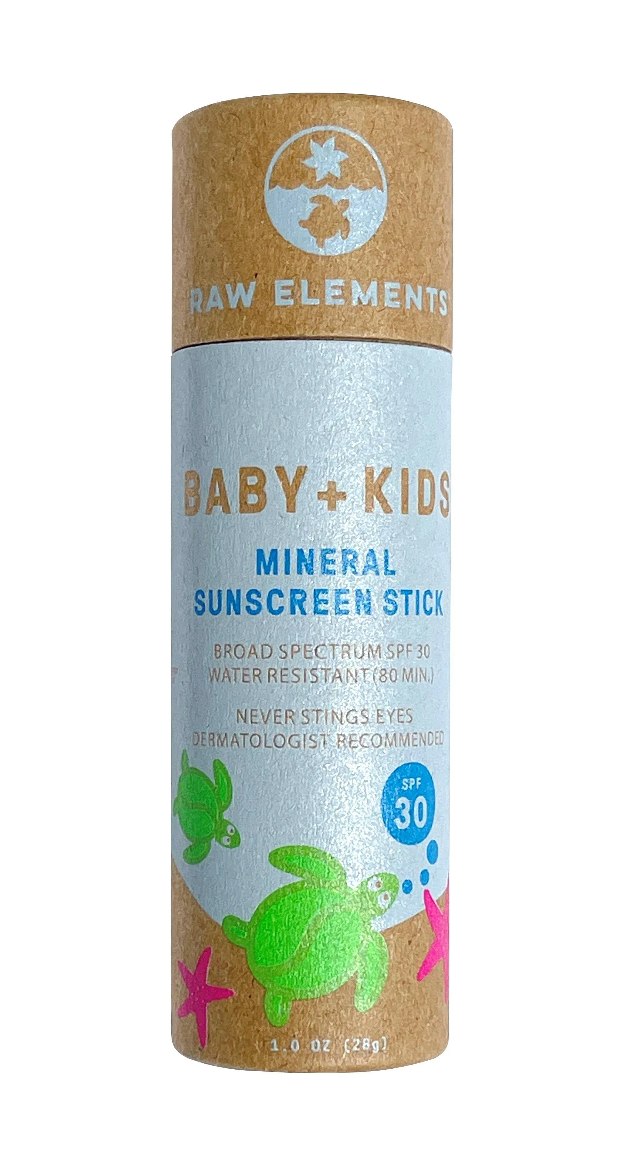 Raw Elements Baby + Kids SPF 30 Organic Sunscreen Lotion Stick Non-Nano Zinc Oxide, Reef-Safe, Cruelty-Free, Gentle and Moisturizing, Zero Waste Tube, 1oz