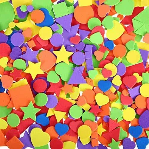 1500 Pieces Self Adhesive Foam Stickers Mini Geometry Shapes EVA Foam Stickers for Kids DIY Art Craft, Circle, Square, Triangle, Heart, Pentagram