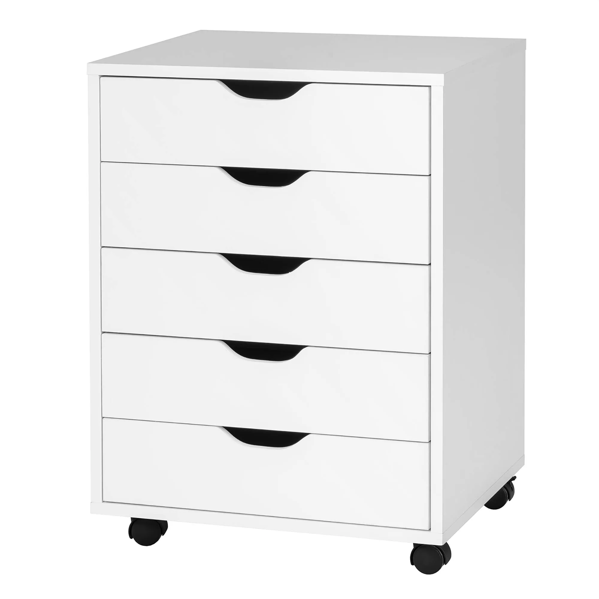 Costway 5 Drawer Chest Storage Dresser Floor Cabinet Organizer with Wheels White