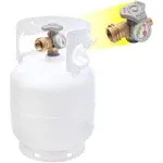 Flame King YSN5LB-GAUGE 5lb Steel Propane Tank Cylinder with Gauge and OPD Valves for Grills and BBQs, Camping, Fishing, & Outdoor Activities, White