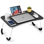 Folding Lap Desk, 23.6 Inch Portable Wood Black Laptop Bed Desk Lap Desk with...