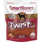 SmartBones Twist Sticks Made with Real Sirloin, 50 Count, Treat Your Dog to A Rawhide-Free Chew