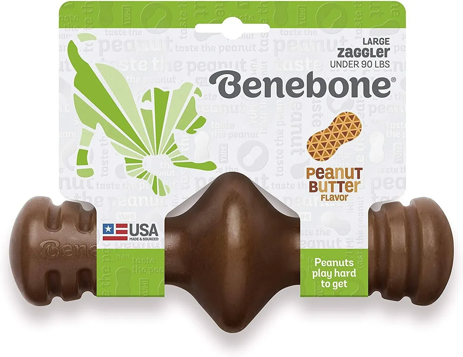 Benebone Zaggler Peanut Dog Chew Toy, Small