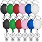 selizo 12 Packs Retractable ID Badge Card Holder Carabiner Badge Reel with Belt Clip and Key Ring, Assorted Colors