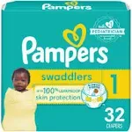 Pampers Swaddlers Diapers, Size 1 (8-14 lb), Jumbo Pack - 32 diapers