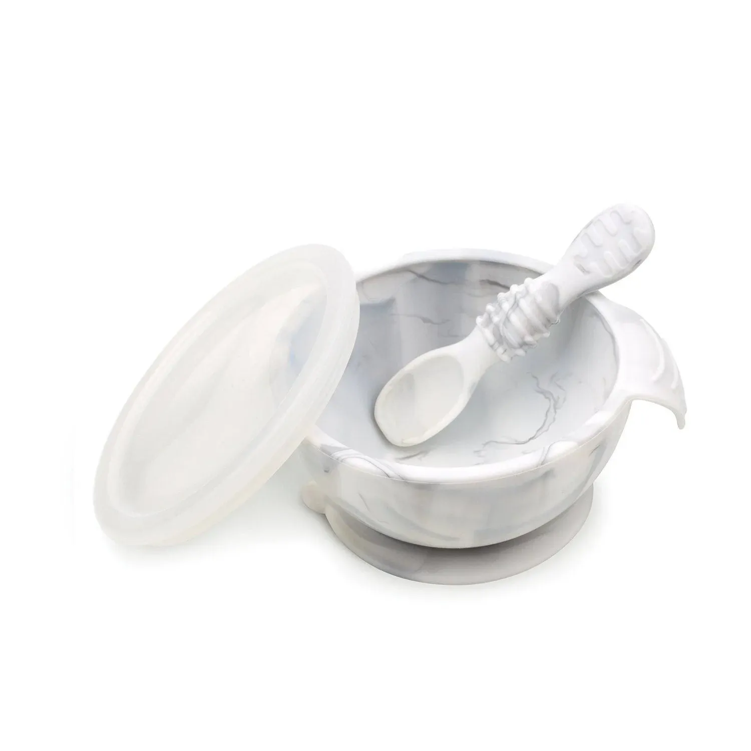 Bumkins Sage Silicone First Feeding Set With Lid & Spoon