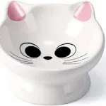 Raised Cat Food Bowl Ceramic 15° Tilted Cat Food Bowls Protect Cat&#039;s Spine An...