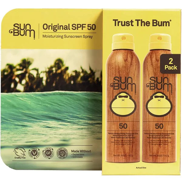 Sun Bum Sunscreen Spray, SPF 50, 5 Ounce (Pack of 2)