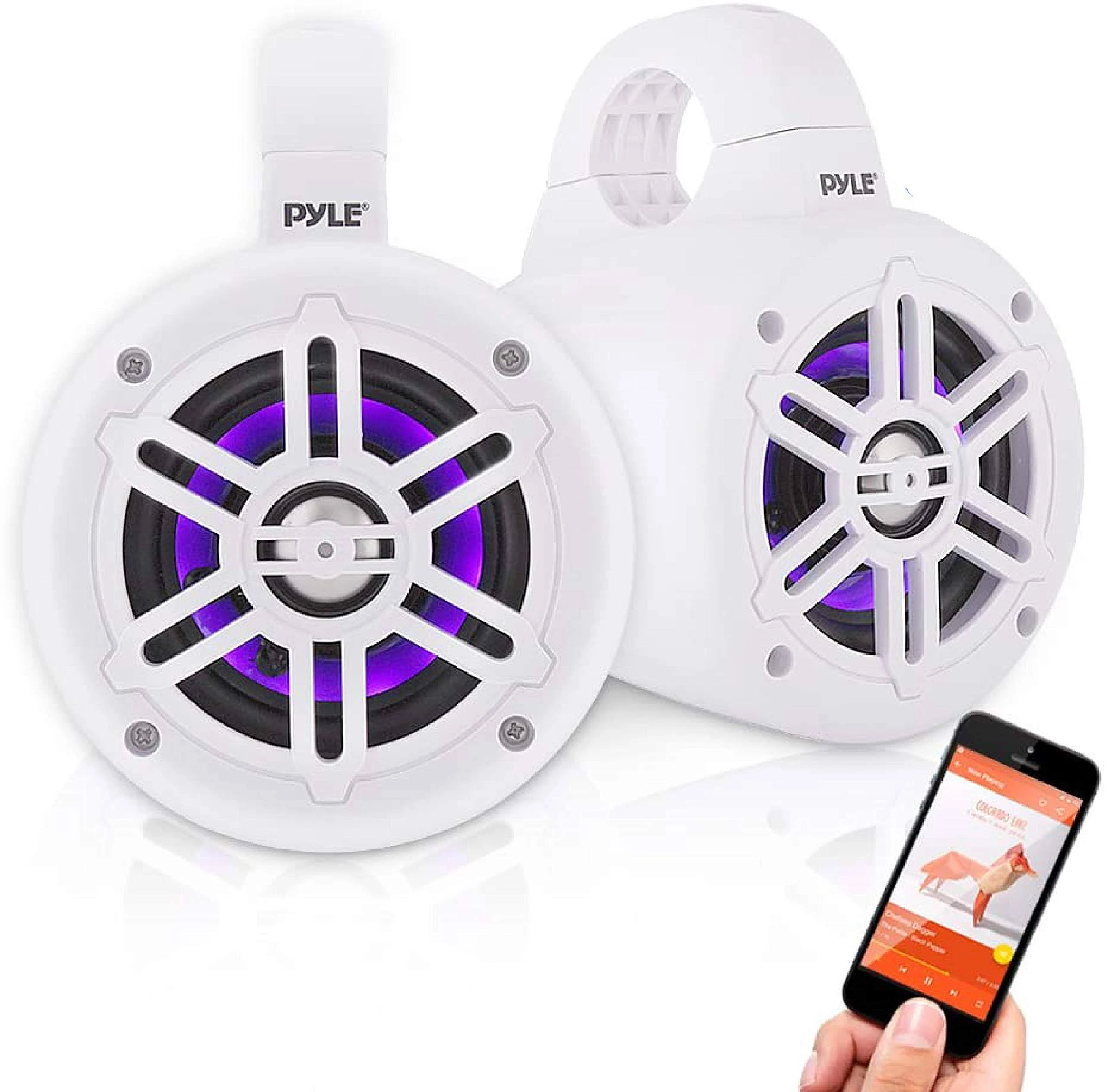 Pyle Bluetooth Waterproof Marine Wakeboard Tower LED Speakers