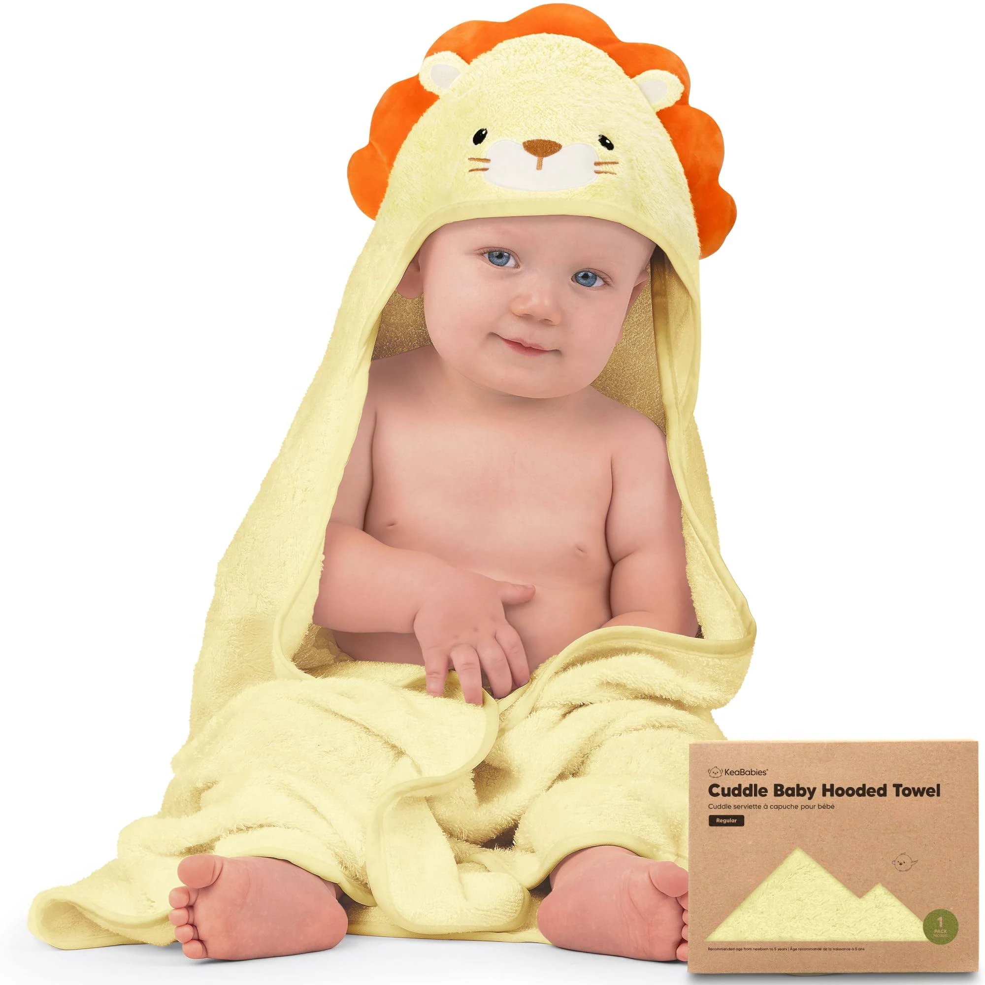 KeaBabies Cuddle Baby Hooded Towel - Lion