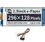 2.9inch e-Paper Display Module, 296x128 Resolution 3.3V/5V Two-Color epaper Display E-Ink Screen Module SPI Interface Compatible with Raspberry Pi/Arduino/Jetson Nano,Support Partial Refresh