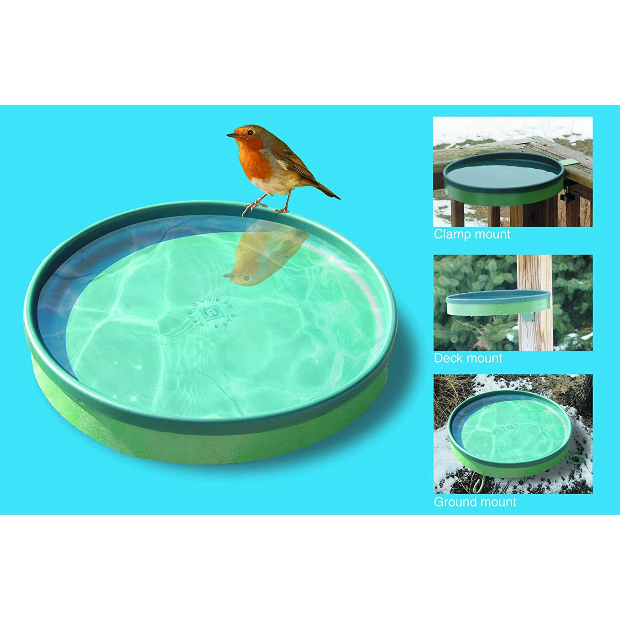 Farm Innovators All Seasons 3-in-1 Heated Birdbath, Green