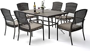 Pamapic Patio Dining 7 Piece Outdoor Wicker Furniture Set