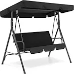 Best Choice Products 2-Person Outdoor Large Convertible Canopy Swing Glider Lounge Chair w/ Removable Cushions - Black