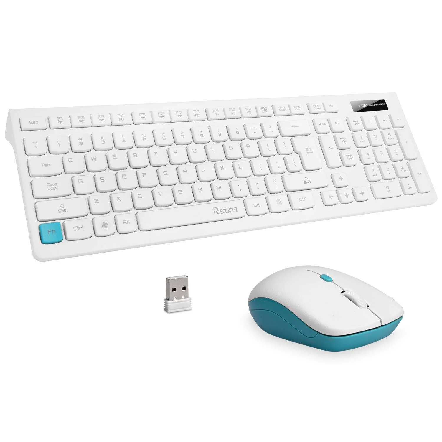 Wireless Keyboard and Mouse Combo, RECCAZR WC500 Office 2.4GHz Wireless USB Mouse Keyboard and Mouse Set for PC and Mac (White)