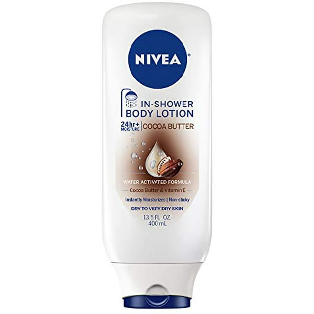 NIVEA Cocoa Butter In-Shower Body Lotion - Non-Sticky For Dry to Very Dry Skin - 13.5 fl. oz. Bottle (Pack of 3)