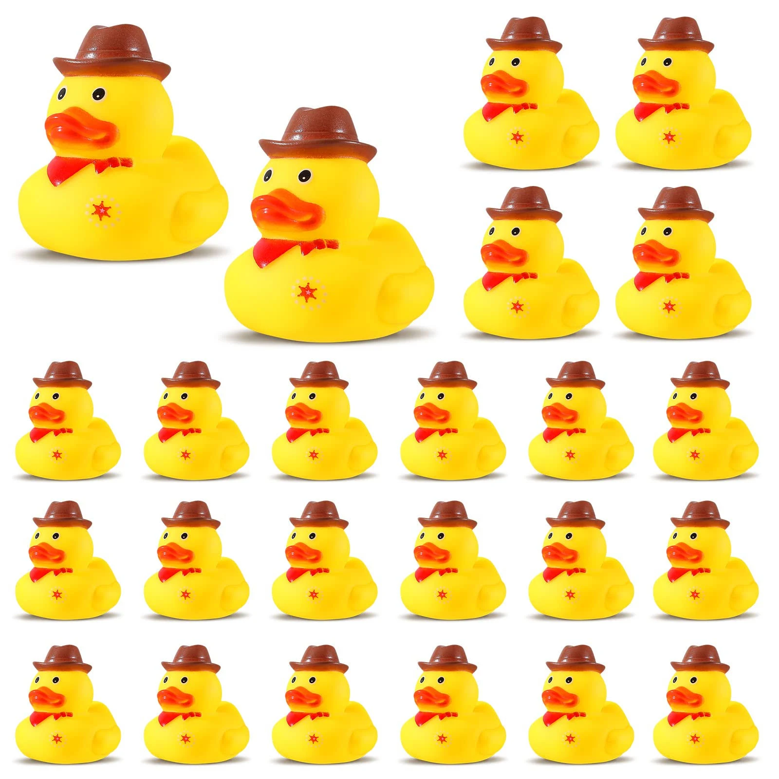 Deekin Set of 24 Cowboy Rubber Ducks with Hat Western Rubber Duckies Cowboy Mini Ducks Bathtub Ducky Favors Small Duck for Shower Birthday Swimming