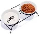 COMESOON Cat Bowls 13 oz Ceramic Elevated Food Bowls Raised 2 Cat Dishes with