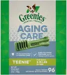 GREENIES Aging Care TEENIE Natural Dog Dental Care Chews Oral Health Dog Treats, 27 oz. Pack (96 Treats)