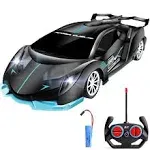  Remote Control Car for Boys Fast 1/18 Scale Rechargeable RC Vehicle Black Blue