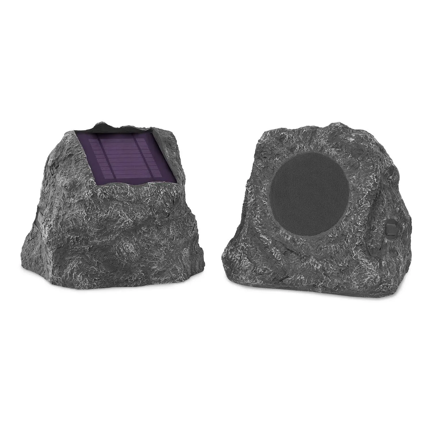 Innovative Tech Solar-Charging Bluetooth Outdoor Rock Speakers, Set of 2