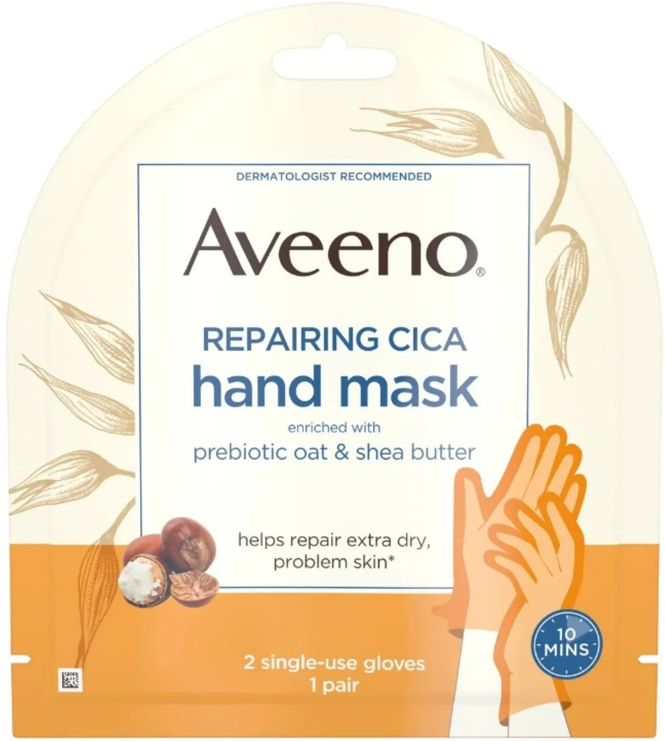 Aveeno Repairing Cica Hand Mask, Oat & Shea Butter, 1 Pair of Gloves