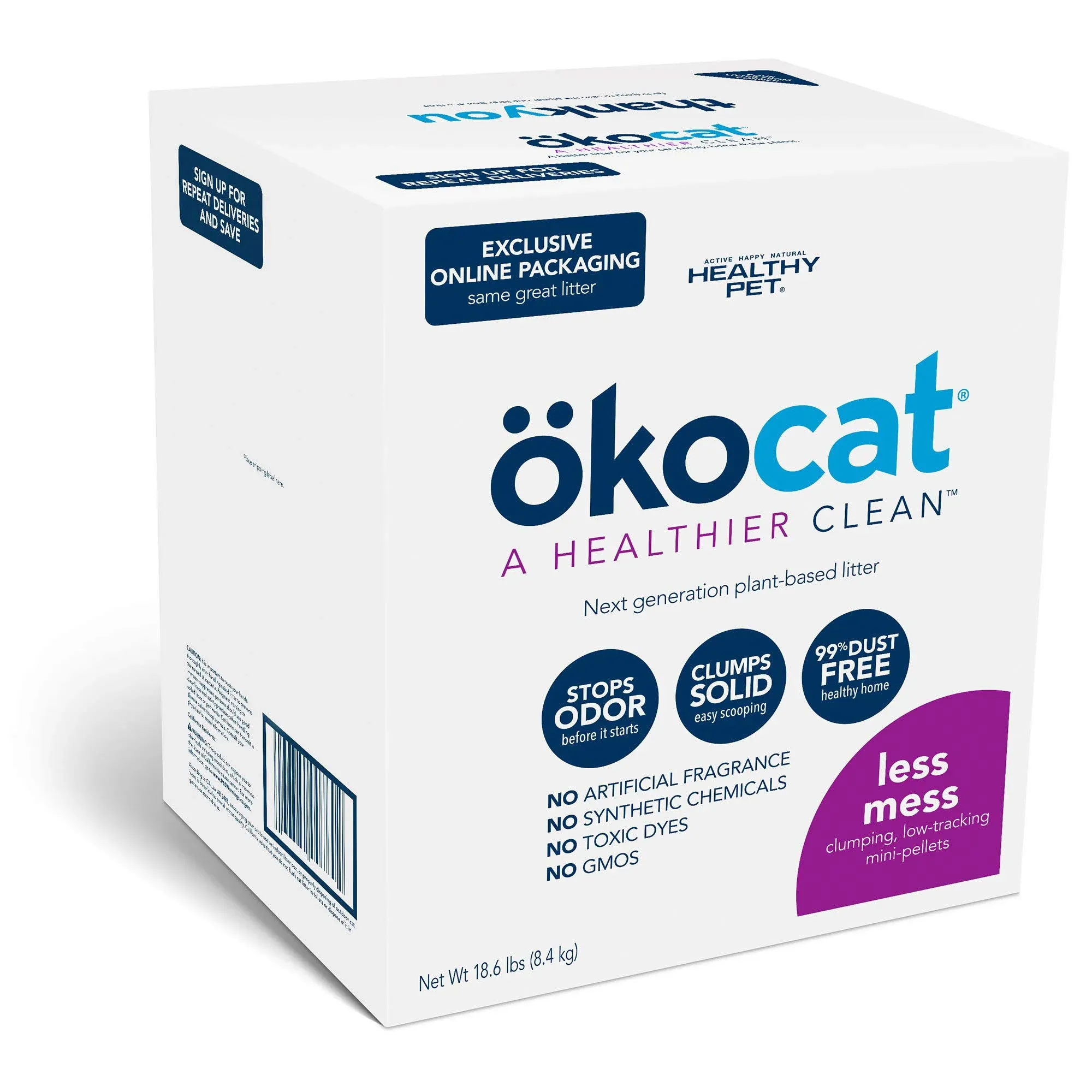 ökocat Less Mess Natural Wood Clumping Cat Litter Mini-Pellets, Great for Long-Hair Breeds, Medium, 14.8 lbs. (Packaging May Vary)