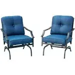 Top Home Space 2 Black Steel Frame Rocking Chair(s) with Blue Cushioned Seat ...