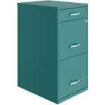 Space Solutions 18in Deep 3 Drawer Metal Organizer File Cabinet Teal/Turquoise