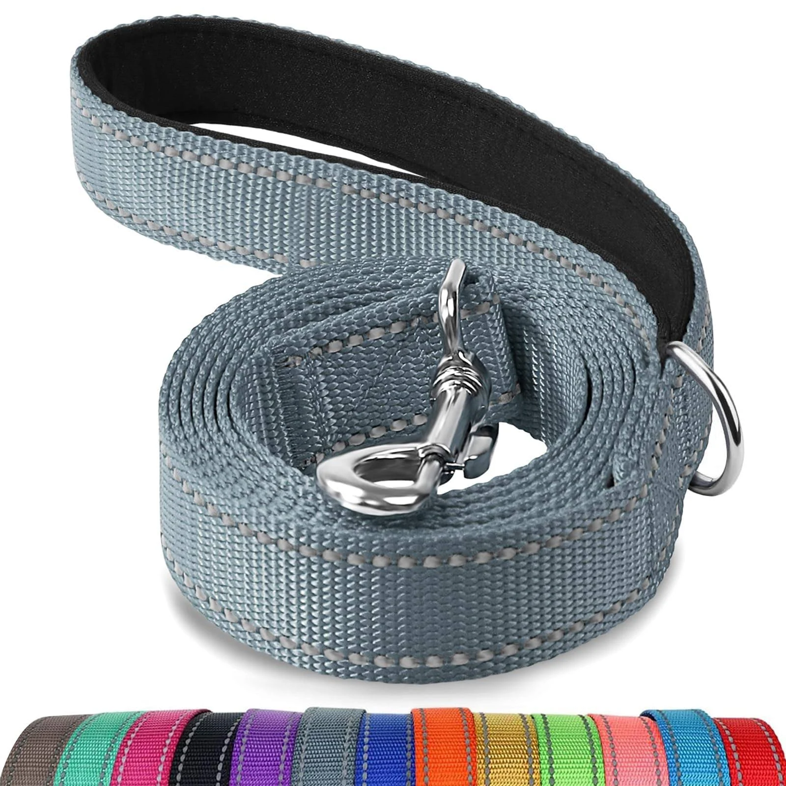 Joytale Double-Sided Reflective Dog Leash, 6 FT/5 FT/4 FT, Padded Handle Nylon Dogs Leashes for Medium & Large Dogs Walking, Gary, 6FT