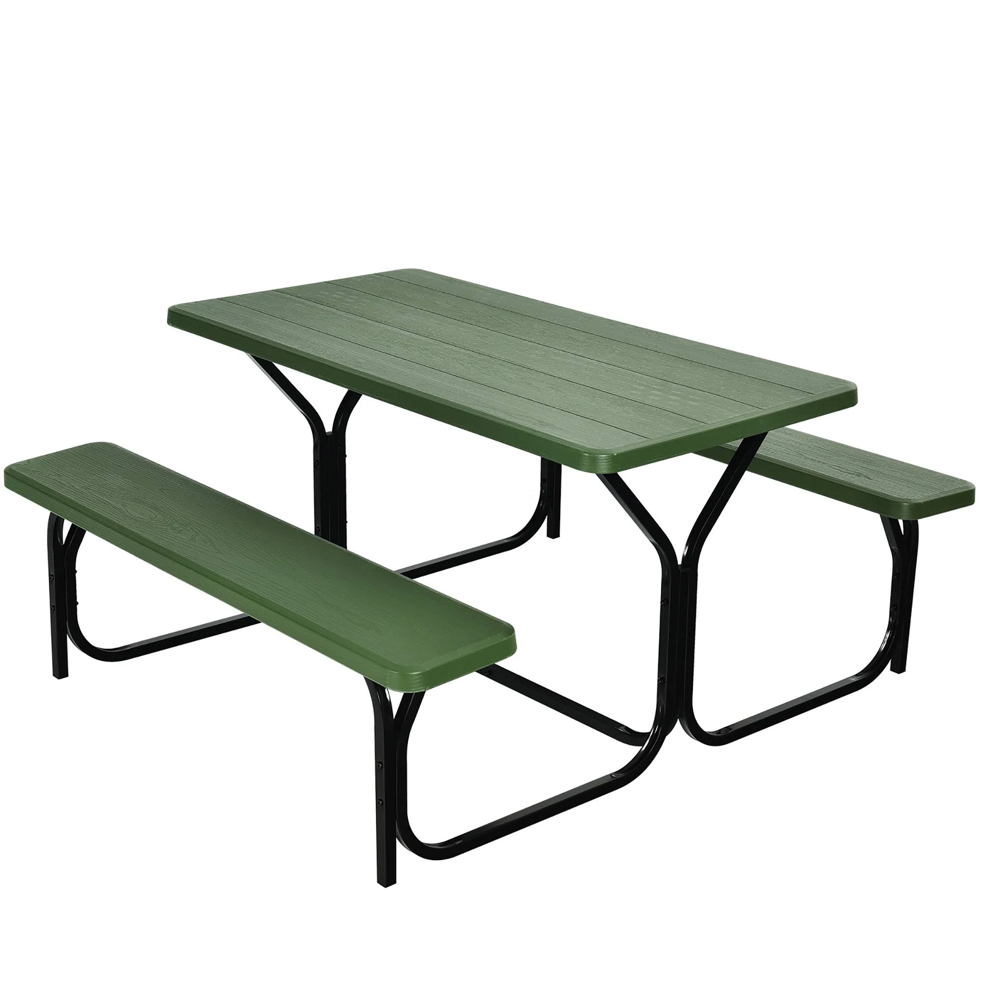 Costway Picnic Table Bench Set Outdoor Camping Backyard Patio Garden Party Green