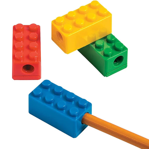 Brick Block Pencil Sharpeners - Party Favors, Teacher Handouts and School Stationery - 12 Pieces