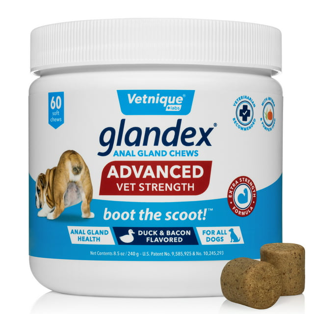 Glandex Anal Gland Soft Chew Köpekler İçin Balkabağı ile Ödül Mamaları Sindirim Enzimleri, Probiyotikler Köpekler İçin Lif Takviyesi Boot The Scoot (Gelişmiş Güçte Ördek/Pastırmalı Çiğneme Mamaları (Vejetaryen), 120 adet)