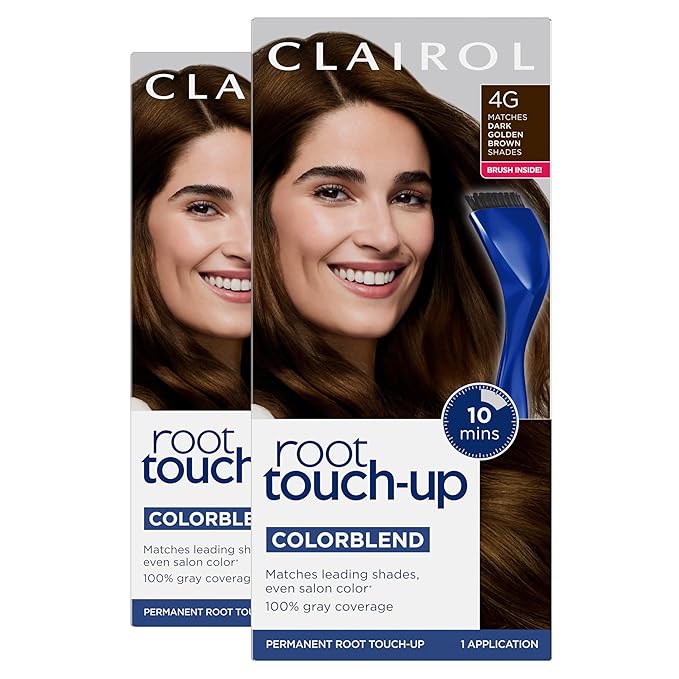 Clairol Root Touch-Up Permanent Hair Color Creme, 4G Dark Golden Brown, 2 Count